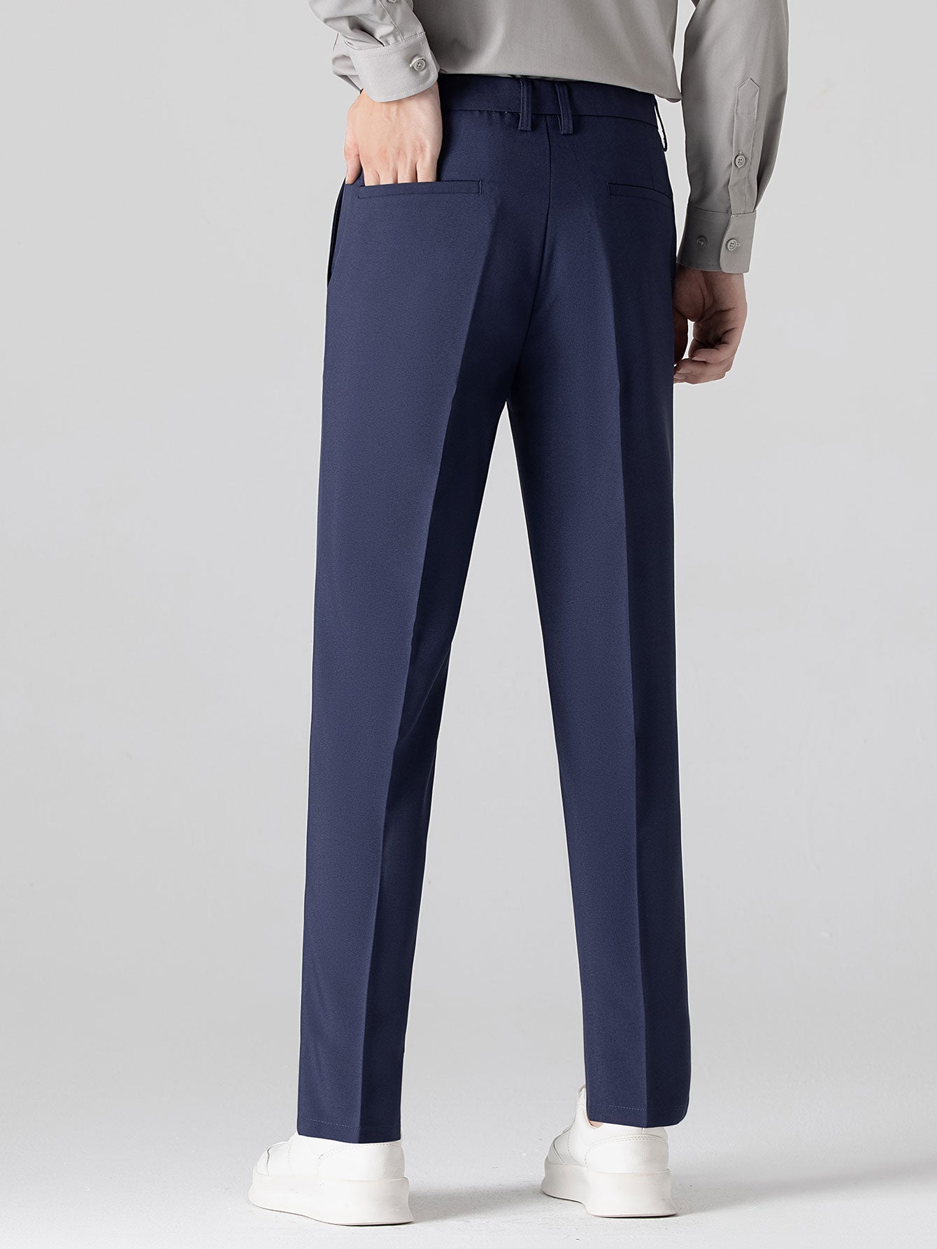 Contrast Trim Ribbed Knit Shirt & Slim Fit Tapered Trousers
