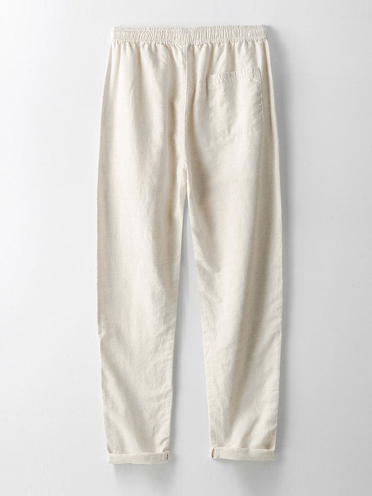 Geometry Rhombus Jacquard Button Up Shirt & Straight Leg Linen Pants