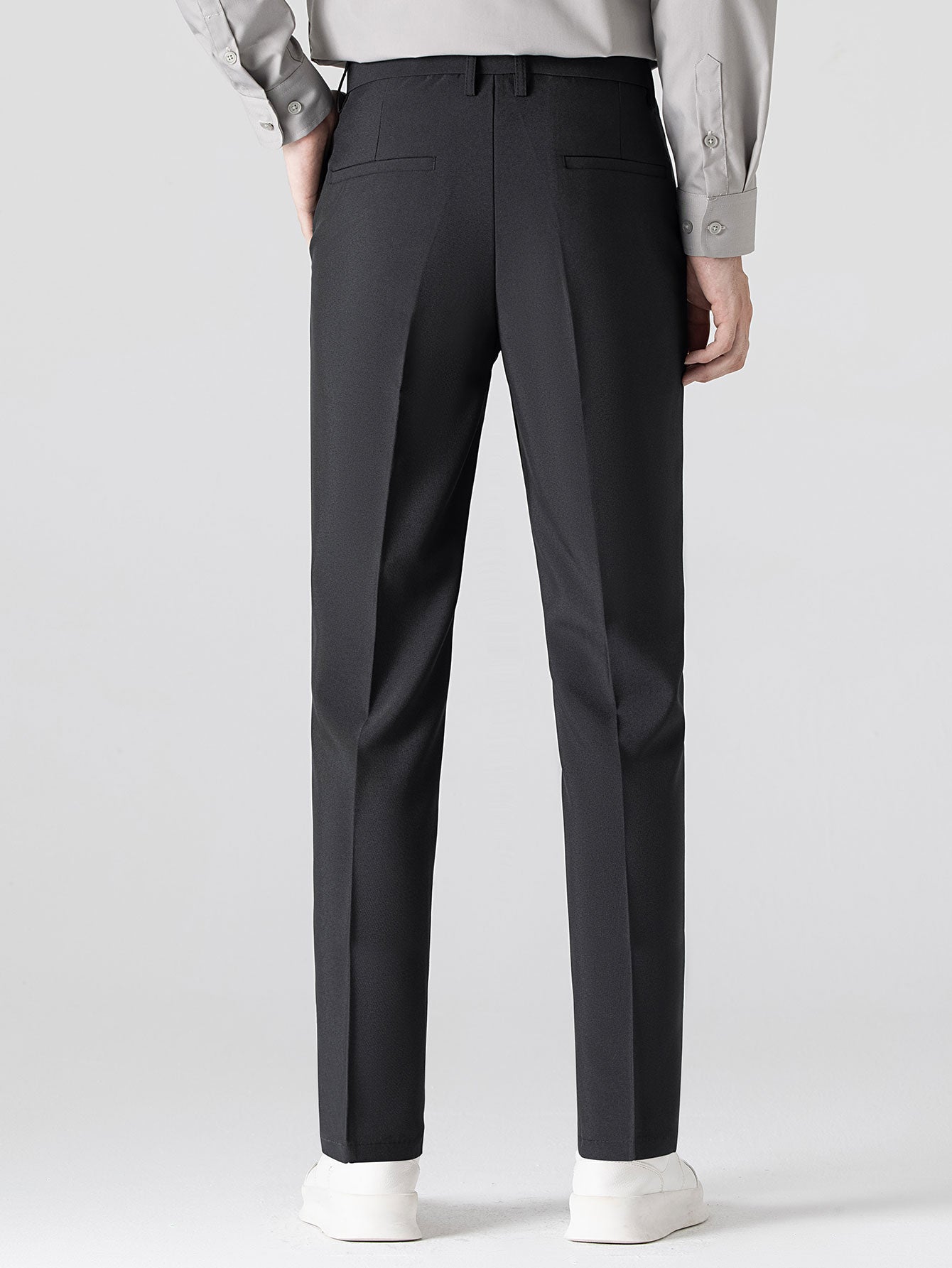 Contrast Trim Ribbed Knit Shirt & Slim Fit Tapered Trousers