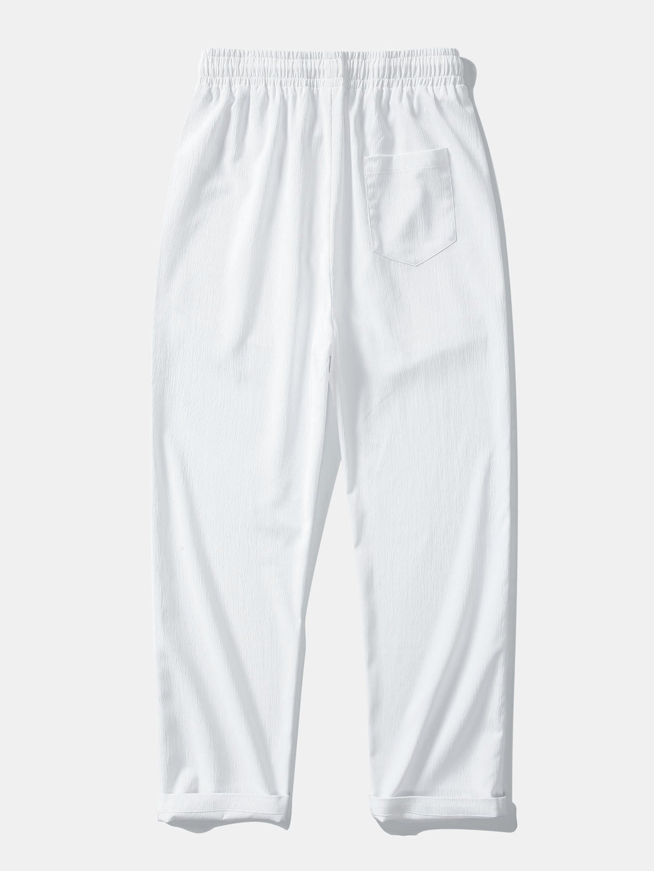 Short Sleeve Linen Look Button Up Shirt & Crinkle Textured Straight Leg Pants